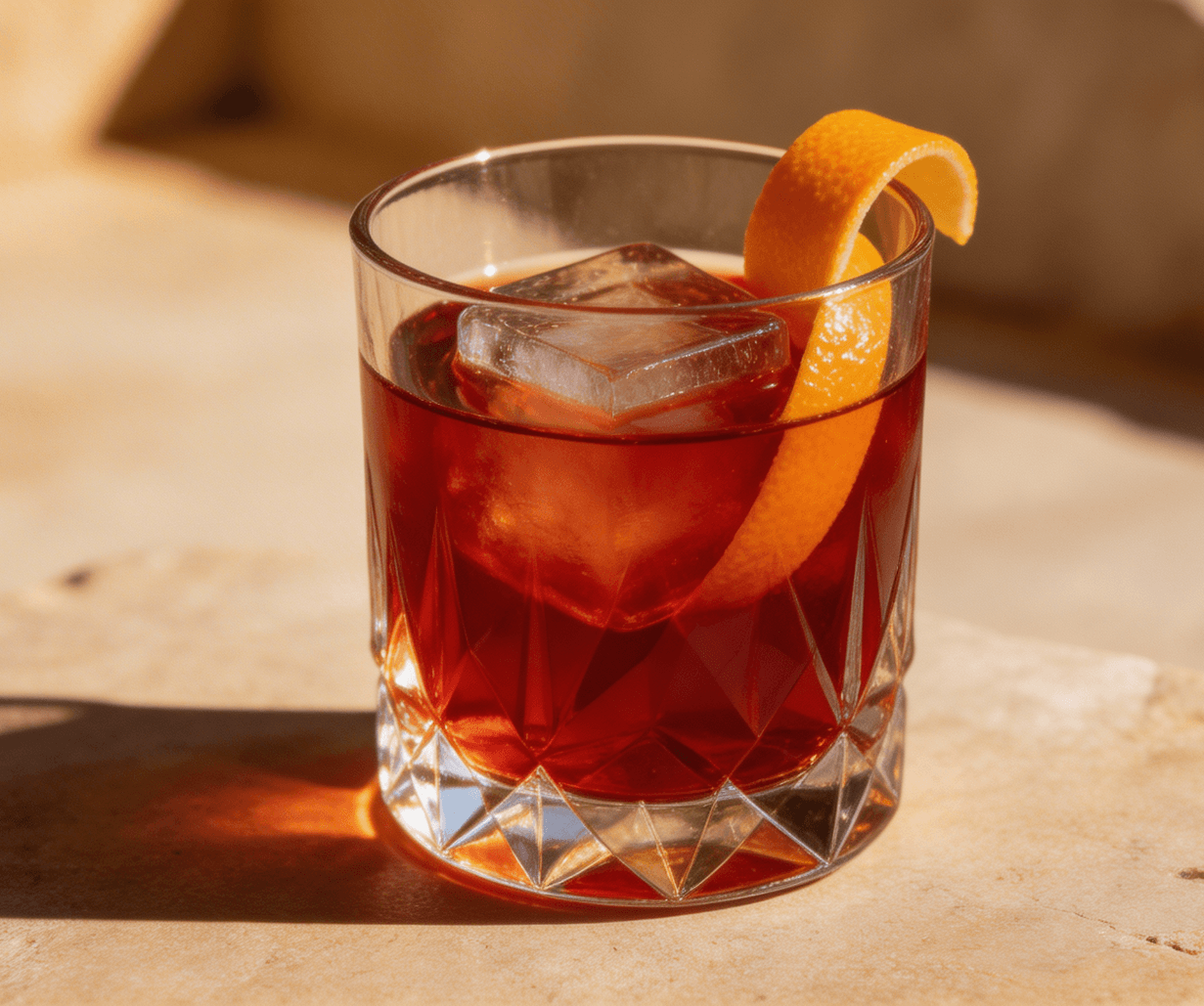 negroni cocktail verre whisky zeste orange